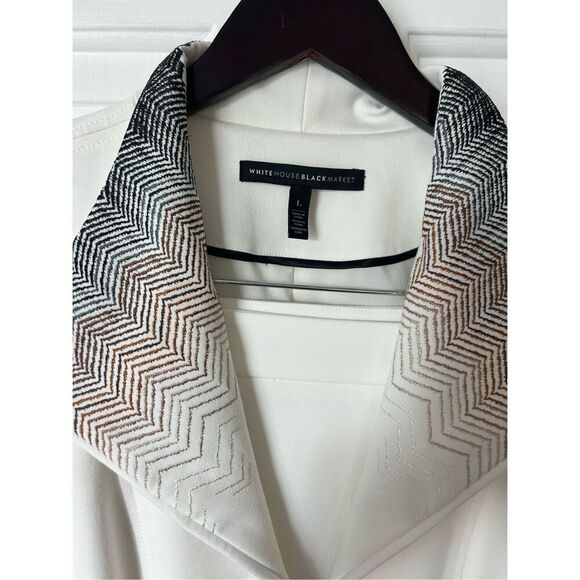 WHITE HOUSE BLACK MARKET EMBROIDERED OMBRÉ COAT SIZE LARGE and skirt size 12 sui - Picture 2 of 6